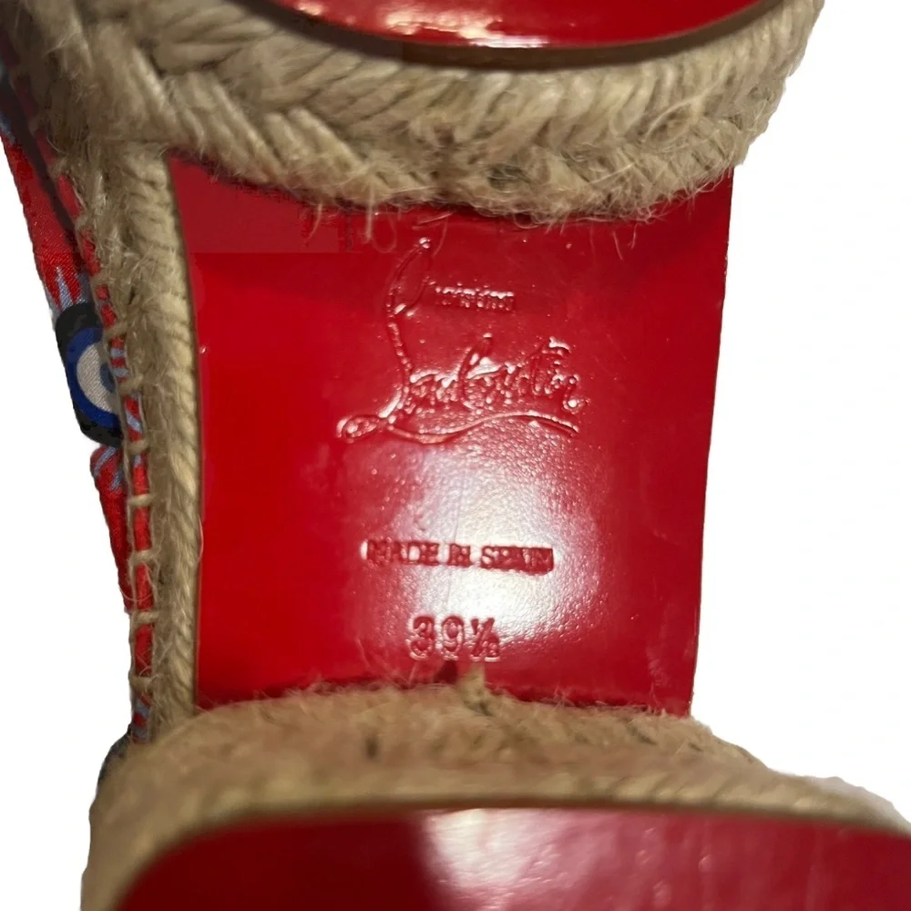 Christian Louboutin Red Espadrilles Evil Eye Platform Lace Up 9 39.5 Resort 🟡